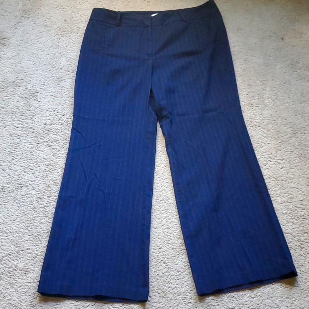 Loft Pants Navy w/ Maroon & Gold Pinstripe Size 16 Curvy